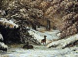 The Little Deer Paintings - Deer Taking Shelter in Winter by Gustave Courbet